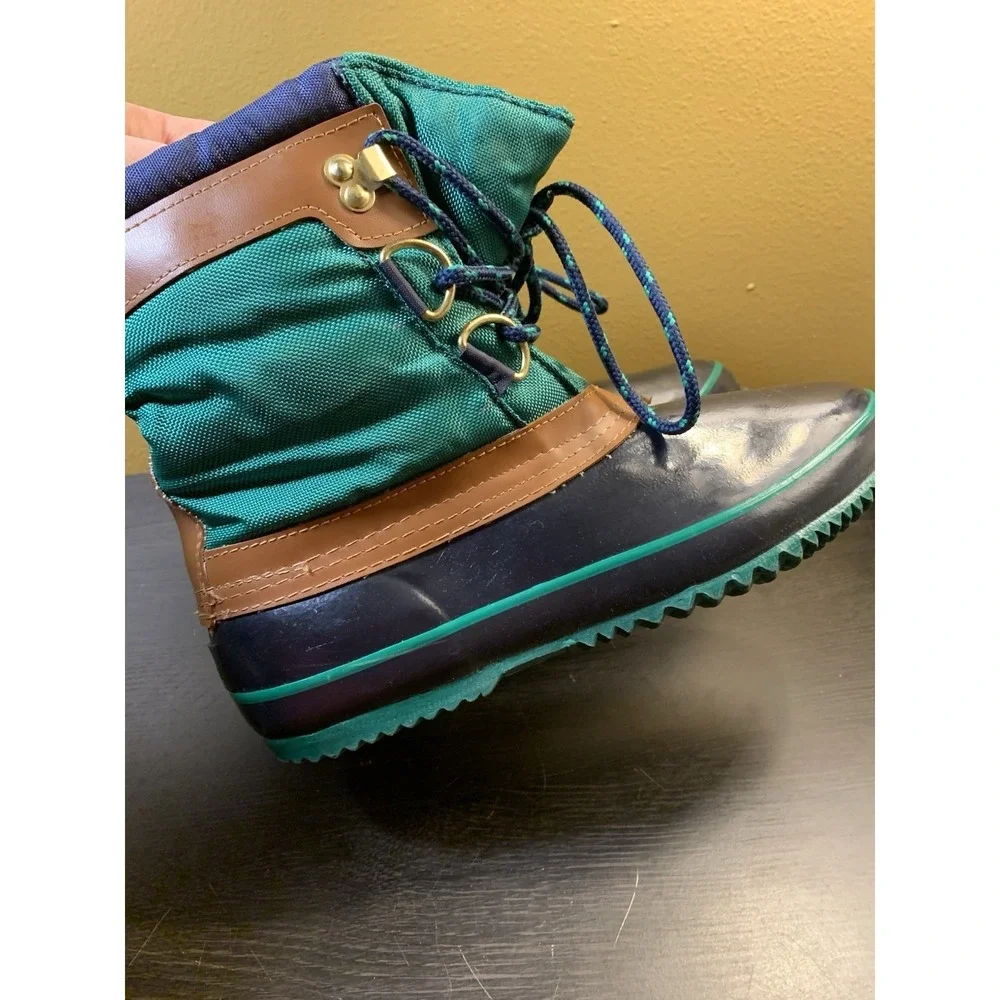 Vintage Colorado Navy Green Color Block Snow Duck Boots Women's Size‎ 7